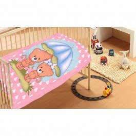Κουβέρτα Βρεφική Βελουτέ Rainy Bears 06 Pink DimCol PINK