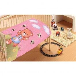 Κουβέρτα Βρεφική Βελουτέ Teddy Bear 02 Pink DimCol PINK