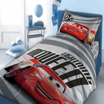 Kid Bed Sheets Cars 874 Set 4pcs Disney Digital Print Grey-Red DimCol