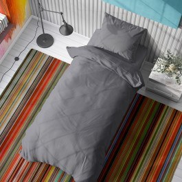 Bed Sheets Solid (Set 3pcs) 495 Dark Grey DimCol DARK GREY