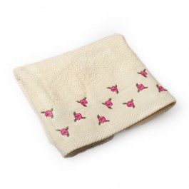 Towel With Embroidery Flower Ecru DimCol ECRU