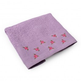 Towel With Embroidery Flower Purple DimCol PURPLE