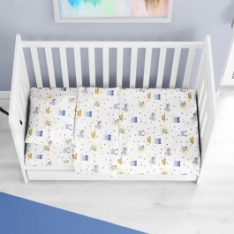 Baby Bed Sheet Sweet Dreams 554 White-Sky Blue DimCol WHITE-BLUE