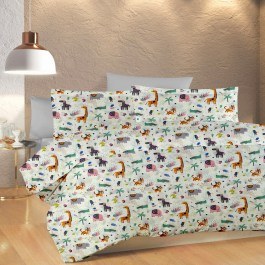 Baby Bed Sheets Zoo 556 (Set 3pcs) White-Multi DimCol WHITE-MULTI