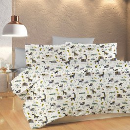 Baby Bed Sheets Zoo 557 (Set 3pcs) White-Grey DimCol WHITE-GREY
