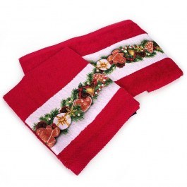 Πετσέτες Χριστουγεννιάτικες Christmas Ornaments (Σετ 2τμχ) Red DimCol RED