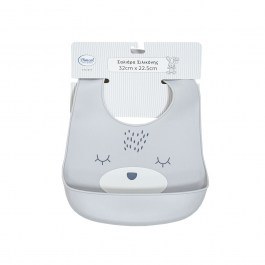 Σαλιάρα Σιλικόνης 17 Με Κουμπί Και Τσέπη 22,5x32cm Grey DimCol GREY