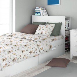 Children’s Sheet with Pillowcase Cloudy Bear 581 (Set 2pcs) White-Olive DimCol OLIVE-WHITE