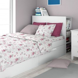 Children’s Sheet with Pillowcase Cloudy Bear 582 (Set 2pcs) White-Pink DimCol WHITE-PINK