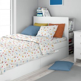 Children’s Sheet with Pillowcase Forest Animals 570 (Set 2pcs) White-Sky Blue DimCol WHITE-BLUE