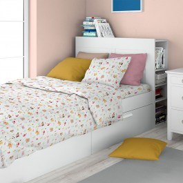 Children’s Sheet with Pillowcase Forest Animals 571 (Set 2pcs) White-Pink DimCol WHITE-PINK