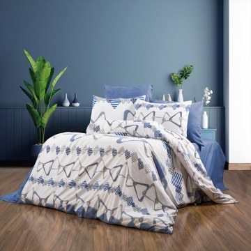 Bed Sheets Daria 489 (Set 4pcs) White-Blue DimCol