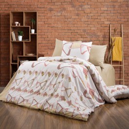 Bed Sheets Daria 490 (Set 4pcs) White-Beige DimCol WHITE-BEIGE