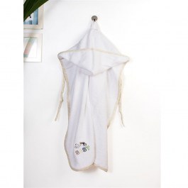 Embroidered Baby Hooded Towel Stork 193 White-Yellow DimCol WHITE-YELLOW