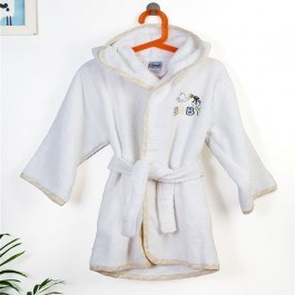 Μπουρνούζι Παιδικό Με Κέντημα Stork 193 02 White-Yellow DimCol WHITE-YELLOW