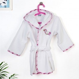Μπουρνούζι Παιδικό Με Κέντημα Unicorn 188 02 White-Pink DimCol WHITE-PINK
