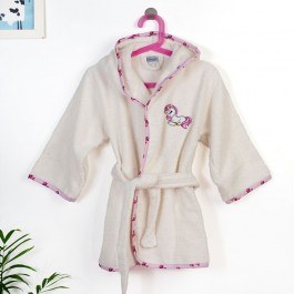 Μπουρνούζι Παιδικό Με Κέντημα Unicorn 189 02 Ecru-Pink DimCol PINK-ECRU
