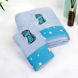 Baby Towels Dinosaur 179 Embroidered (Set 2pcs) Sky Blue DimCol SKY BLUE
