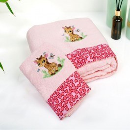 Baby Towels Giraffe 171 Embroidered (Set 2pcs) Pink DimCol PINK