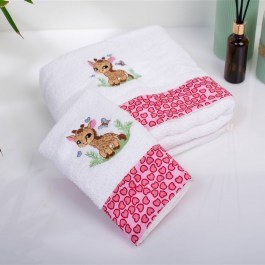 Baby Towels Giraffe 172 Embroidered (Set 2pcs) White-Pink DimCol WHITE-PINK
