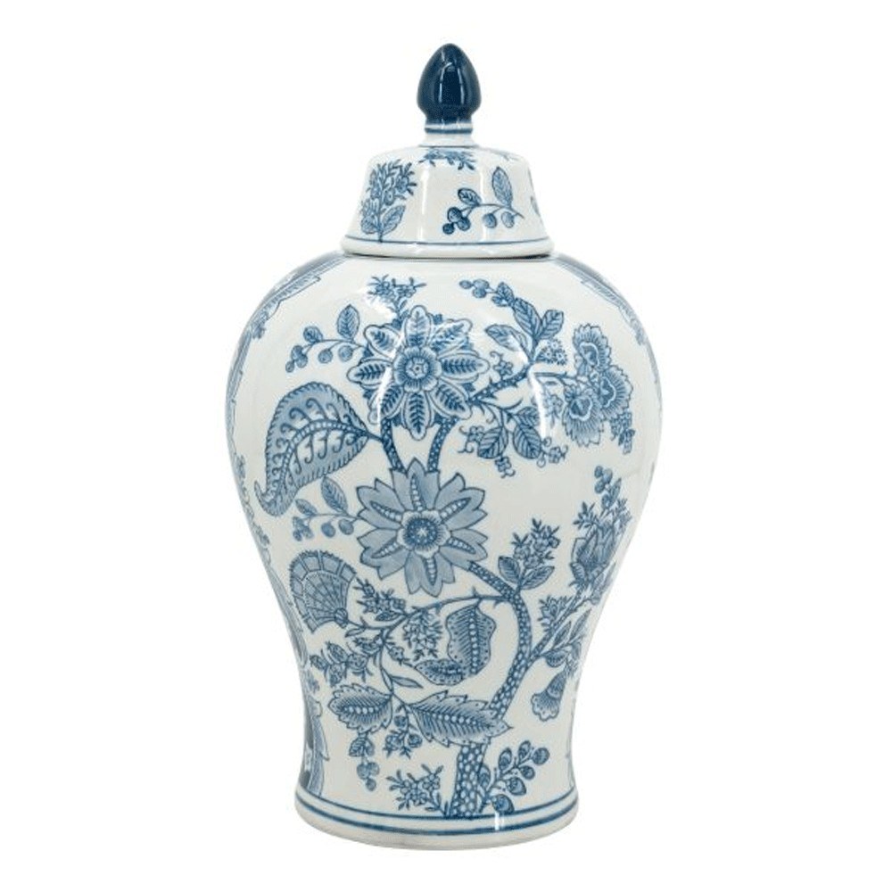 Δοχείο Με Καπάκι Melania 61192 21x21x37cm White-Blue Artekko