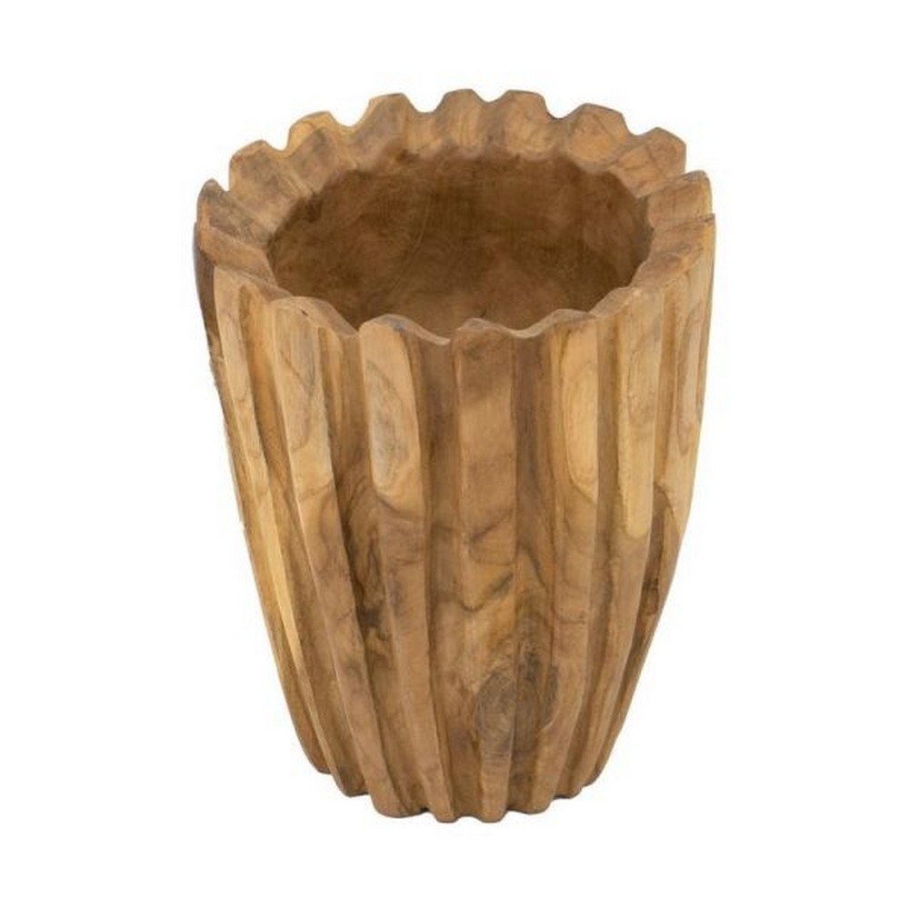 Βάζο Διακοσμητικό Woody 70655 19x19x21cm Brown Artekko
