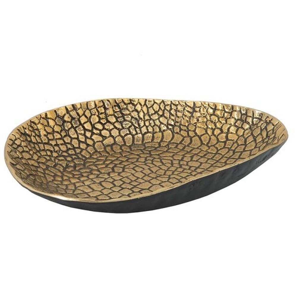 Διακοσμητική Πιατέλα Croco LB78227-GOLD 38x26x7cm Black-Gold Artekko