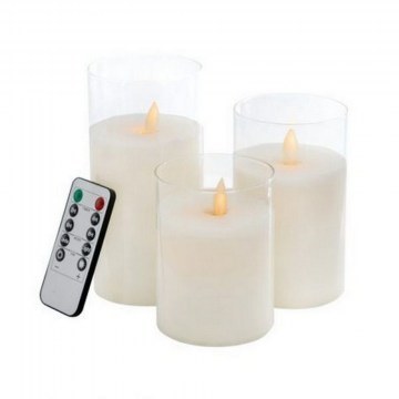 Led Candle With Remote Control (Set 3Τμχ) 470006-WHIT-DS 7,6x7,6x15,2cm White Artekko