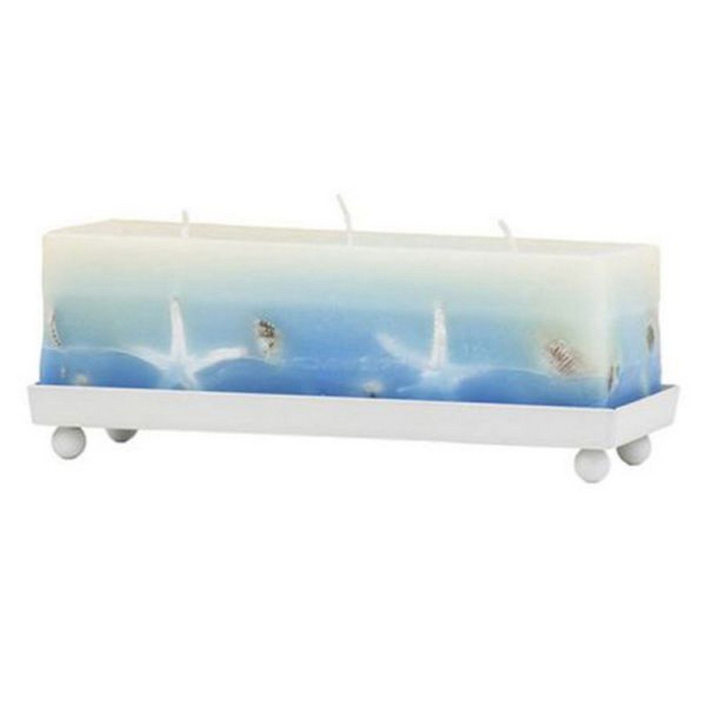 Κερί Σε Μεταλλική Βάση Deep Coast 127-2033 23x8,5cm White-Blue Artekko