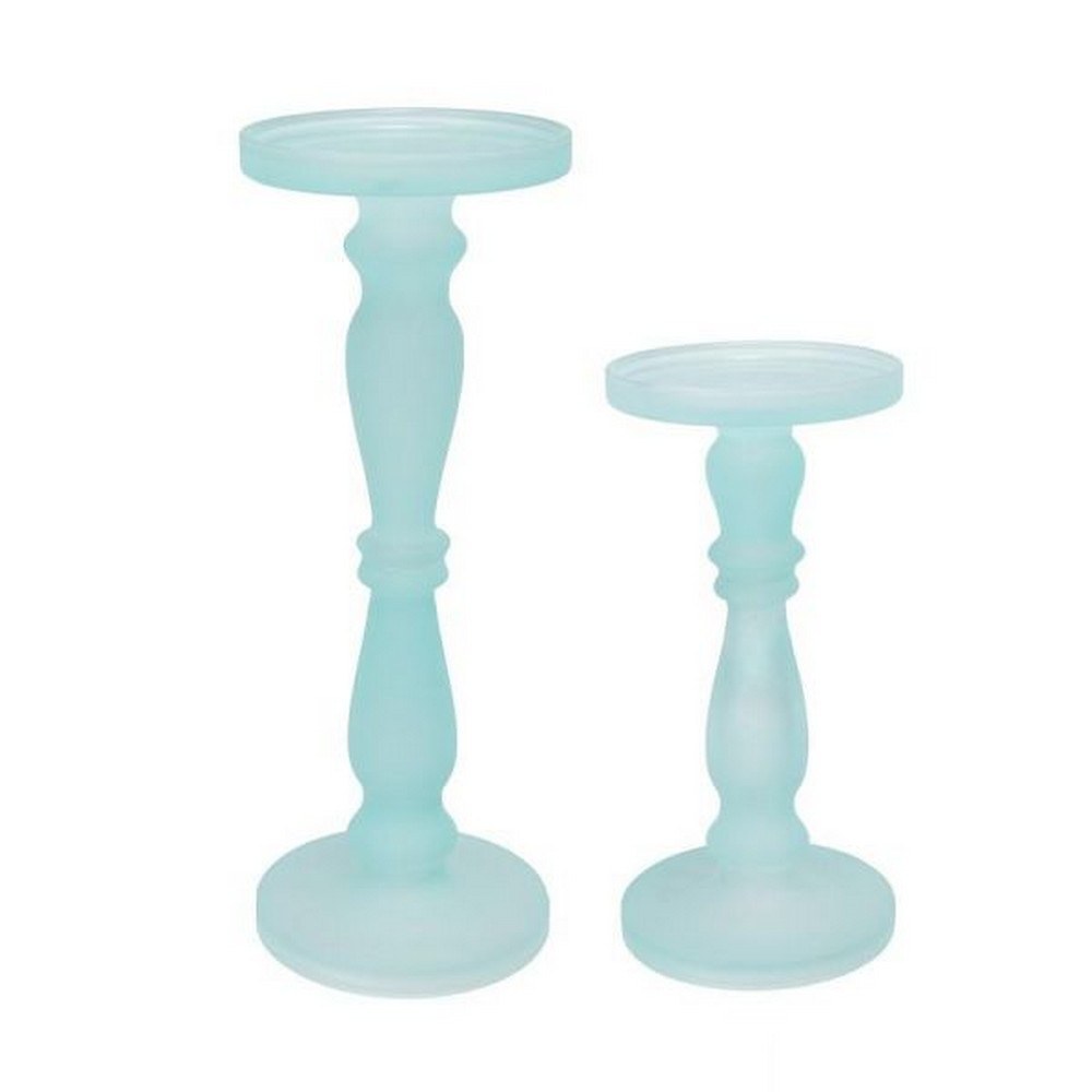 Κηροπήγιο Γυάλινο (Σετ 2Τμχ) Frosted 70460-FRAQ-DS-SA Light Blue Artekko