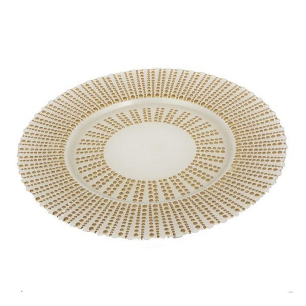 Πιατέλα Γυάλινη Vlay 75842 33cm White-Gold Artekko