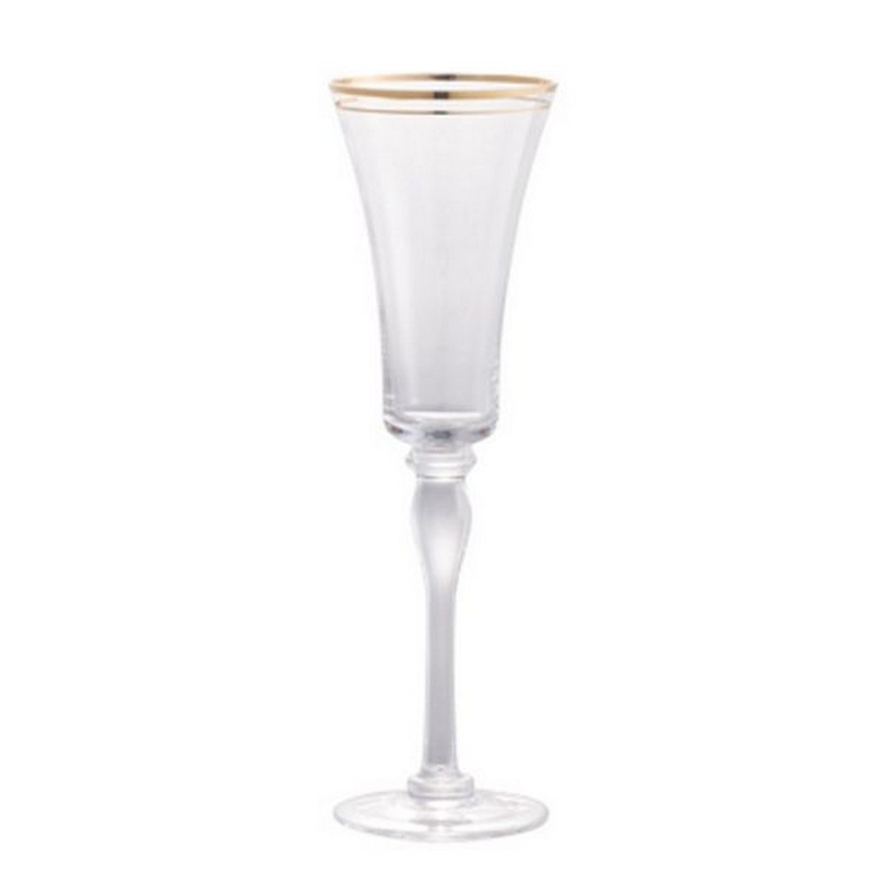Ποτήρι Σαμπάνιας Rim 76755 7,5x7,5x25cm Clear-Gold Artekko