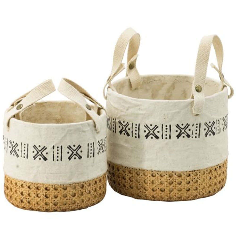 Κασπώ Τσιμεντένιο Knitt (Σετ 2Τμχ) D9052 19,5x19,5x17,5cm Multi-Beige Artekko