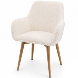 Swivel Armchair Sova Boucle 047-6247 57x55x85cm White-Brown WHITE