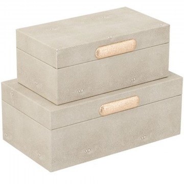 Decorative Boxes Lisa (Set 2Pcs) D8934 25,4x15,2x10,1/21,5x12,7x8,8cm Grey Artekko