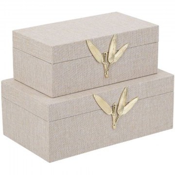 Decorative Boxes Lisa (Set 2Pcs) D8940 25,4x15,2x10,1/21,5x12,7x8,8cm Grey Artekko