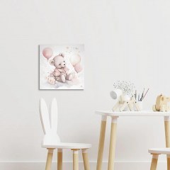Πίνακας Ξύλινος Παιδικός Bear On Clouds 21230 29x29cm Multi Ango