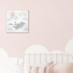 Πίνακας Ξύλινος Παιδικός Flying Whale 21233 29x29cm Multi Ango