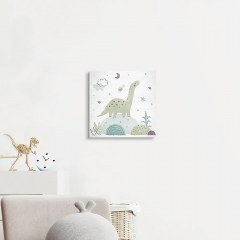 Πίνακας Ξύλινος Παιδικός Green Apatosaurus 21226 29x29cm Green-Blue Ango