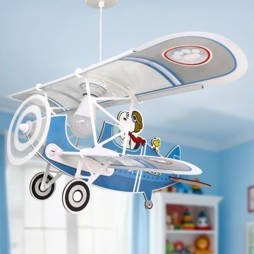 Children's Pendant Light Snoopy Airplane 54302 64x47x25cm E27 White-Blue Ango