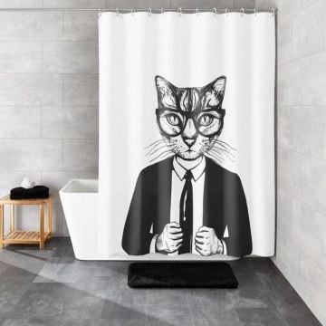 Κουρτίνα Μπάνιου Kalli 7839 185 White-Black Kleine Wolke