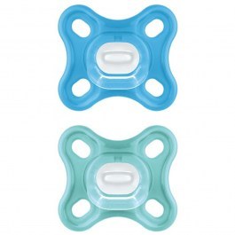 Πιπίλες Ορθοδοντικές Comfort 126SB (Σετ 2τμχ) 0-2 Μηνών Blue-Green Mam BLUE-GREEN
