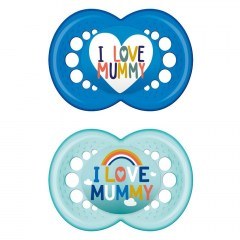 Pacifiers Original I Love Mummy 170SB2 (Set 2pcs) 6-16 Month Blue Mam