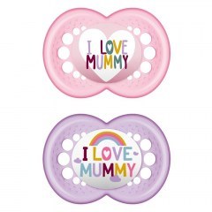 Πιπίλες Ορθοδοντικές Original I Love Mummy 170SG1 (Σετ 2τμχ) 6-16 Μηνών Pink-Lila Mam