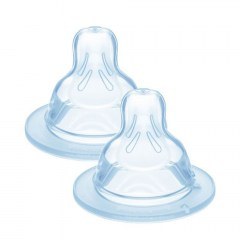Θηλές Σιλικόνης Για Μπιμπερό Με Μεσαία Ροή Μέγεθος 2 405S (Σετ 2 τμχ) 2+ Μηνών Clear Mam
