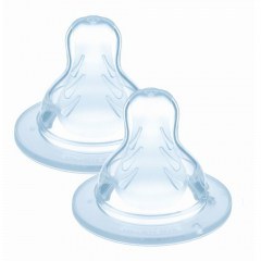Θηλές Σιλικόνης Για Μπιμπερό Που Δεν Στάζουν Μέγεθος 3 412S (Σετ 2 τμχ) 4+ Μηνών Clear Mam