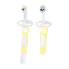 Οδοντόβουρτσες Εκπαιδευτικές Με Ασπίδα Προστασίας Learn to Brush 608U (Σετ 2τμχ) 6+ Μηνών Yellow Mam YELLOW