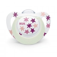 Πιπίλα Ορθοδοντική Σιλικόνης Star Night 10739750 18-36 Μηνών Με Θήκη Pink Nuk