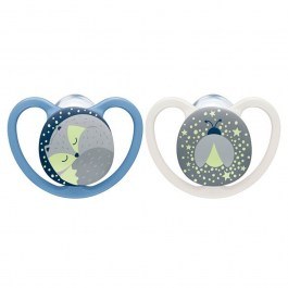Silicone Pacifiers Space Night Boy 10730579 (Set 2pcs) 0-6 Month Grey-Blue Nuk GREY-BLUE