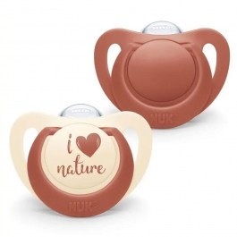 Πιπίλες Ορθοδοντικές Σιλικόνης Nature 10730762 (Σετ 2τμχ) 0-6 Μηνών Με Θήκη Red Nuk RED